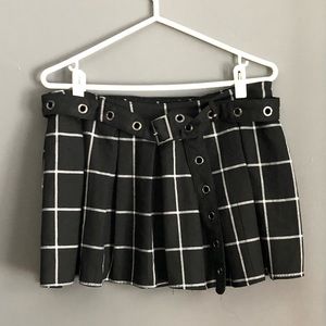 Black and white pleated kilt